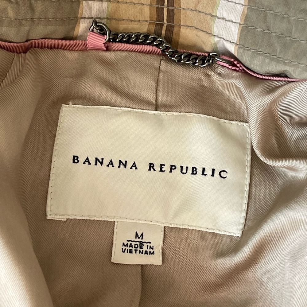 Banana Republic Plaid Trench Coat Sz M - Picture 6 of 7